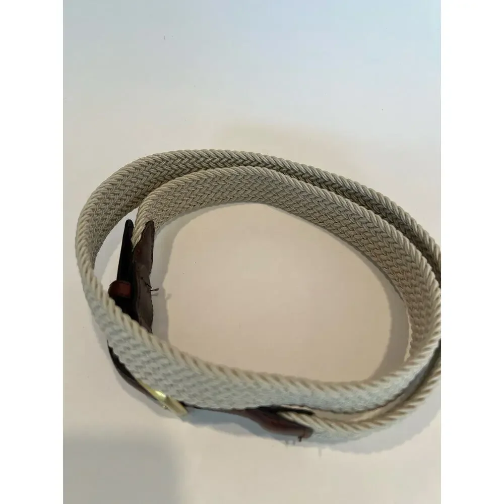 Vintage Braided Stretchy Belt Leather Elastic Solid BrassTan & Brown Size 40 SG